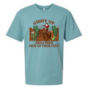 Giddyup Jingle Horse Pick Up Your Feet Cow Santa Xmas Gift Sueded Cloud Jersey T-Shirt