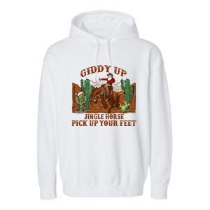 Giddyup Jingle Horse Pick Up Your Feet Cow Santa Xmas Gift Garment-Dyed Fleece Hoodie