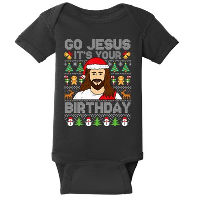 Go Jesus It's Your Birthday Ugly Christmas Sweater Funny  Baby Bodysuit