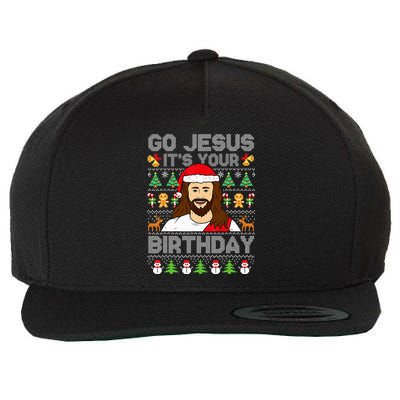 Go Jesus It's Your Birthday Ugly Christmas Sweater Funny  Wool Snapback Cap
