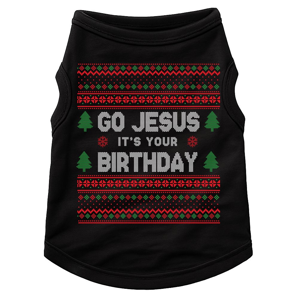 Go Jesus It's Your Birthday Ugly Christmas Doggie Tank