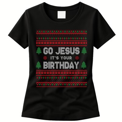 Go Jesus It's Your Birthday Ugly Christmas Womens T-Shirt