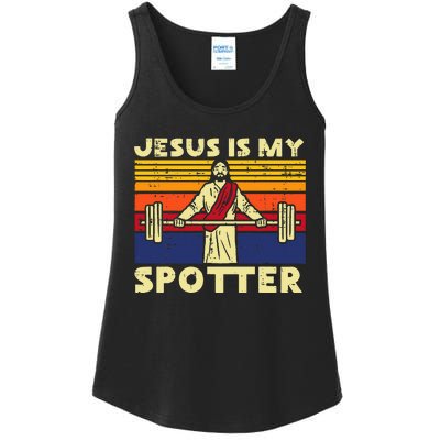 Gym Jesus Is My Spotter Christian Workout Lifting Ladies Essential Tank