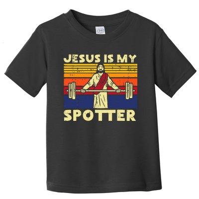 Gym Jesus Is My Spotter Christian Workout Lifting Toddler T-Shirt