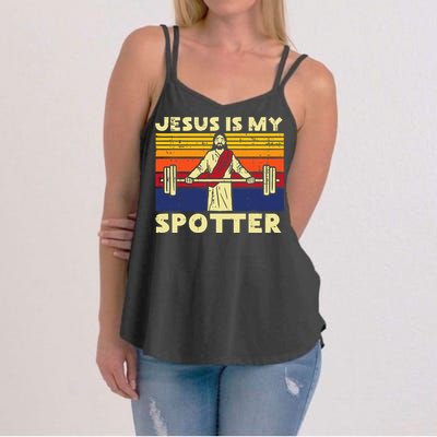 Gym Jesus Is My Spotter Christian Workout Lifting Women's Strappy Tank