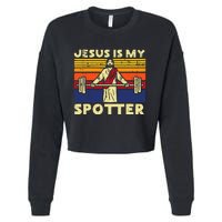 Gym Jesus Is My Spotter Christian Workout Lifting Cropped Pullover Crew