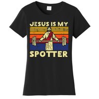 Gym Jesus Is My Spotter Christian Workout Lifting Women's T-Shirt