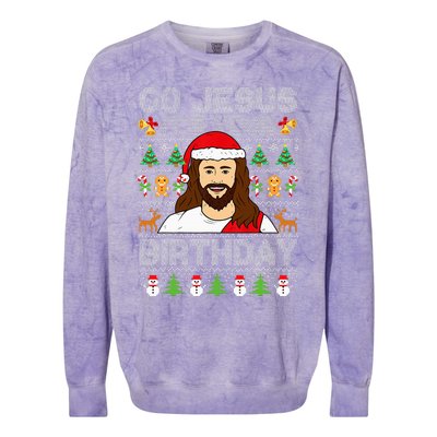 Go Jesus ItS Your Birthday Ugly Christmas Sweater Funny Colorblast Crewneck Sweatshirt