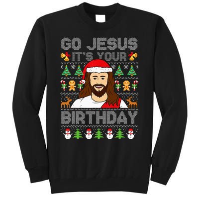 Go Jesus ItS Your Birthday Ugly Christmas Sweater Funny Tall Sweatshirt