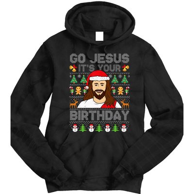 Go Jesus ItS Your Birthday Ugly Christmas Sweater Funny Tie Dye Hoodie