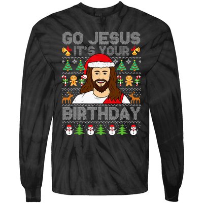 Go Jesus ItS Your Birthday Ugly Christmas Sweater Funny Tie-Dye Long Sleeve Shirt