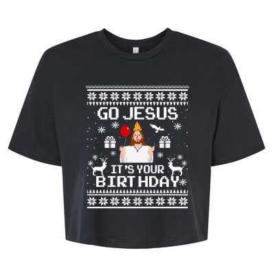 Go Jesus! Its Your Birthday Funny Christmas Fun Xmas Bella+Canvas Jersey Crop Tee