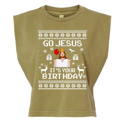 Go Jesus! Its Your Birthday Funny Christmas Fun Xmas Garment-Dyed Women's Muscle Tee