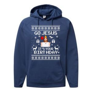 Go Jesus! Its Your Birthday Funny Christmas Fun Xmas Performance Fleece Hoodie