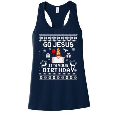 Go Jesus! Its Your Birthday Funny Christmas Fun Xmas Women's Racerback Tank