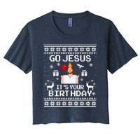 Go Jesus! Its Your Birthday Funny Christmas Fun Xmas Women's Crop Top Tee