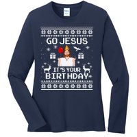 Go Jesus! Its Your Birthday Funny Christmas Fun Xmas Ladies Long Sleeve Shirt