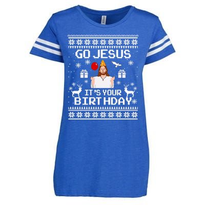 Go Jesus! Its Your Birthday Funny Christmas Fun Xmas Enza Ladies Jersey Football T-Shirt