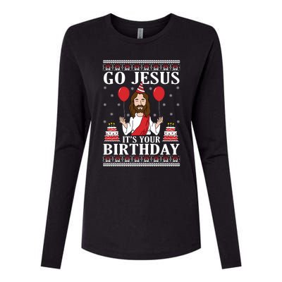 Go Jesus Its Your Birthday Ugly Xmas Sweater Meaningful Gift Meaningful Gift Womens Cotton Relaxed Long Sleeve T-Shirt