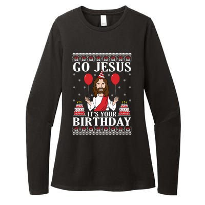 Go Jesus Its Your Birthday Ugly Xmas Sweater Meaningful Gift Meaningful Gift Womens CVC Long Sleeve Shirt