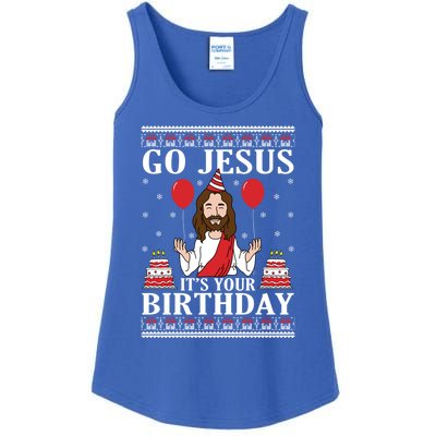 Go Jesus Its Your Birthday Ugly Xmas Sweater Meaningful Gift Meaningful Gift Ladies Essential Tank