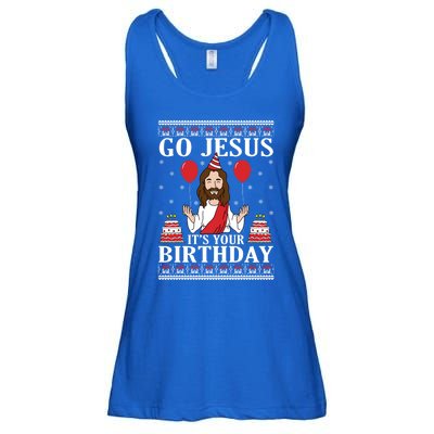 Go Jesus Its Your Birthday Ugly Xmas Sweater Meaningful Gift Meaningful Gift Ladies Essential Flowy Tank