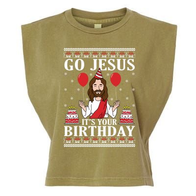 Go Jesus Its Your Birthday Ugly Xmas Sweater Meaningful Gift Meaningful Gift Garment-Dyed Women's Muscle Tee