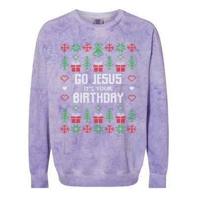 Go Jesus It´S Your Birthday Funny Ugly Christmas Matching Cute Gift Colorblast Crewneck Sweatshirt