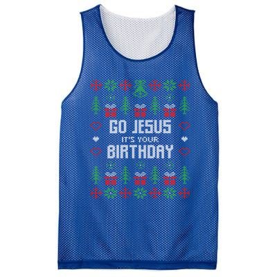 Go Jesus It´S Your Birthday Funny Ugly Christmas Matching Cute Gift Mesh Reversible Basketball Jersey Tank