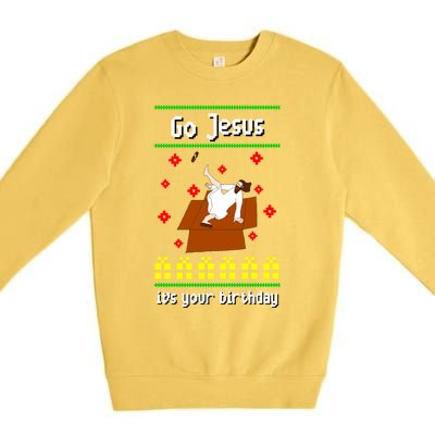 Go Jesus It´S Your Birthday Ugly Christmas Breakdance Great Gift Premium Crewneck Sweatshirt