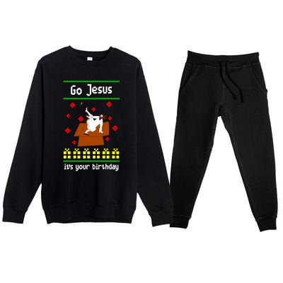 Go Jesus It´S Your Birthday Ugly Christmas Breakdance Great Gift Premium Crewneck Sweatsuit Set