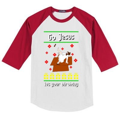 Go Jesus It´S Your Birthday Ugly Christmas Breakdance Great Gift Kids Colorblock Raglan Jersey