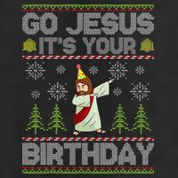 Go Jesus It's Your Birthday Ugly Christmas Sweater Funny  7 Panel Mesh Trucker Snapback Hat