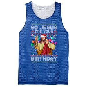 Go Jesus ItS Your Birthday Ugly Christmas Funny Cool Gift Mesh Reversible Basketball Jersey Tank