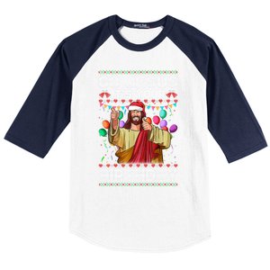 Go Jesus ItS Your Birthday Ugly Christmas Funny Cool Gift Baseball Sleeve Shirt