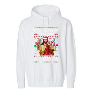 Go Jesus ItS Your Birthday Ugly Christmas Funny Cool Gift Garment-Dyed Fleece Hoodie