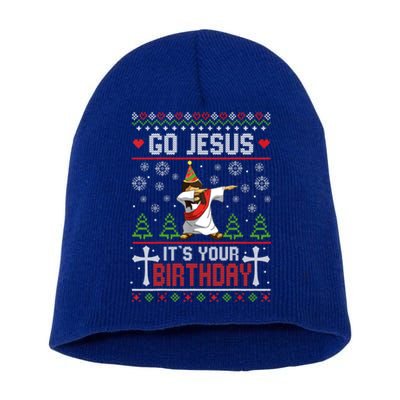 Go Jesus ItS Your Birthday Ugly Christmas Funny Gift Short Acrylic Beanie