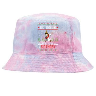 Go Jesus ItS Your Birthday Ugly Christmas Funny Gift Tie-Dyed Bucket Hat