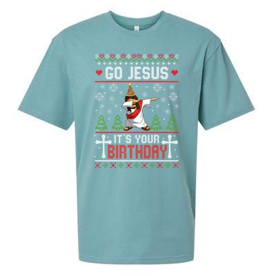 Go Jesus ItS Your Birthday Ugly Christmas Funny Gift Sueded Cloud Jersey T-Shirt