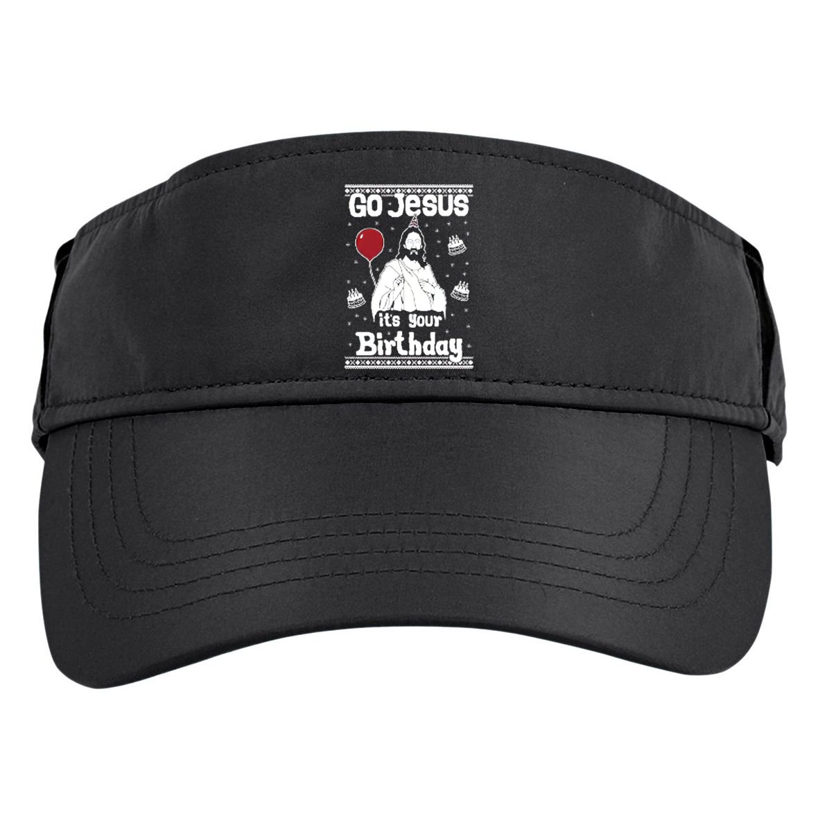 Go Jesus Its Your Birthday Ugly Christmas Adult Drive Performance Visor