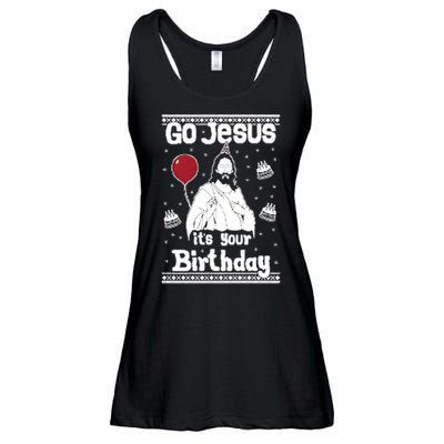 Go Jesus Its Your Birthday Ugly Christmas Ladies Essential Flowy Tank