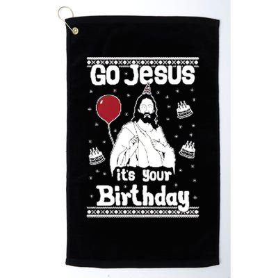 Go Jesus Its Your Birthday Ugly Christmas Golf Towel