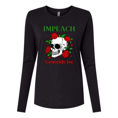 Genocide Joe Impeach Biden Palestine Gaza Womens Cotton Relaxed Long Sleeve T-Shirt