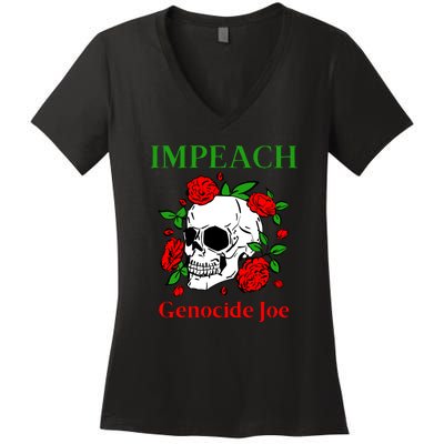 Genocide Joe Impeach Biden Palestine Gaza Women's V-Neck T-Shirt