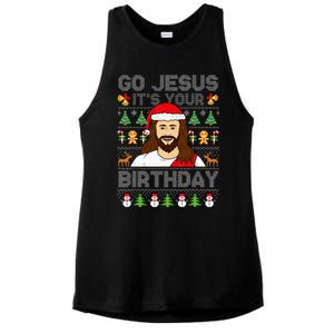 Go Jesus ItS Your Birthday Ugly Christmas Sweater Funny Ladies PosiCharge Tri-Blend Wicking Tank