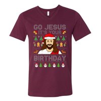 Go Jesus ItS Your Birthday Ugly Christmas Sweater Funny V-Neck T-Shirt