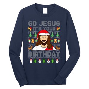 Go Jesus ItS Your Birthday Ugly Christmas Sweater Funny Long Sleeve Shirt