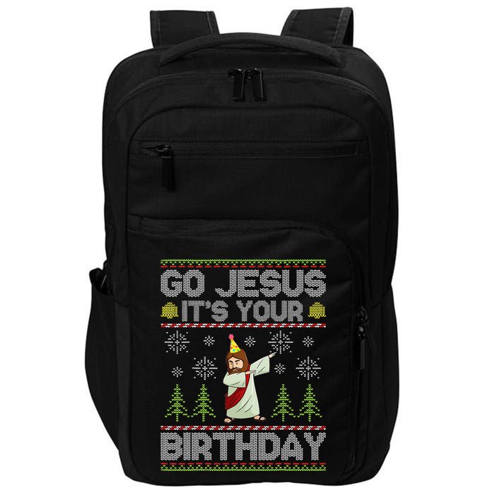 Go Jesus It's Your Birthday Ugly Christmas Sweater Funny Impact Tech Backpack