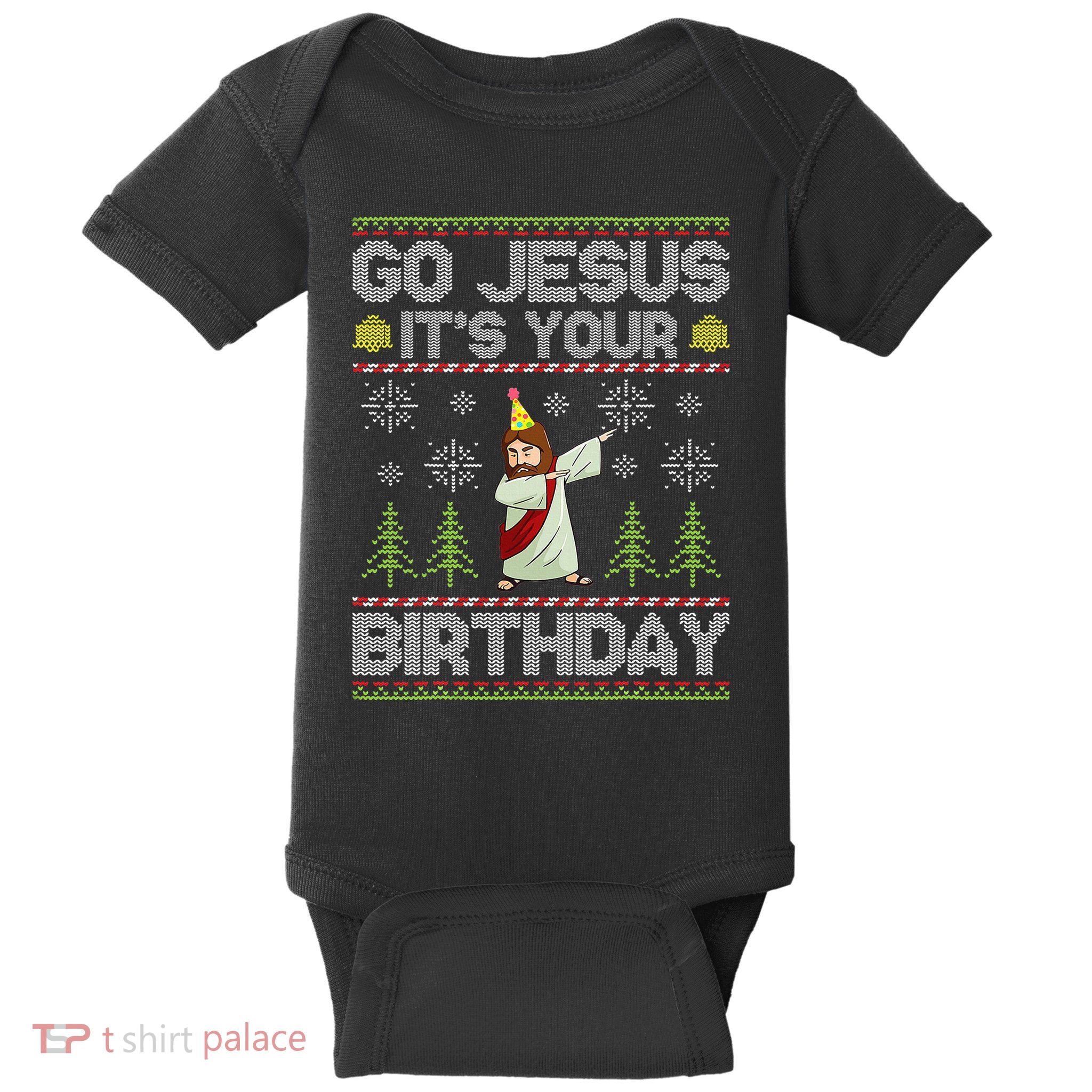 Go Jesus It's Your Birthday Ugly Christmas Sweater Funny Baby Bodysuit