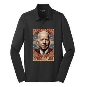 Genocide Joe Impeach Biden Palestine Gaza Silk Touch Performance Long Sleeve Polo